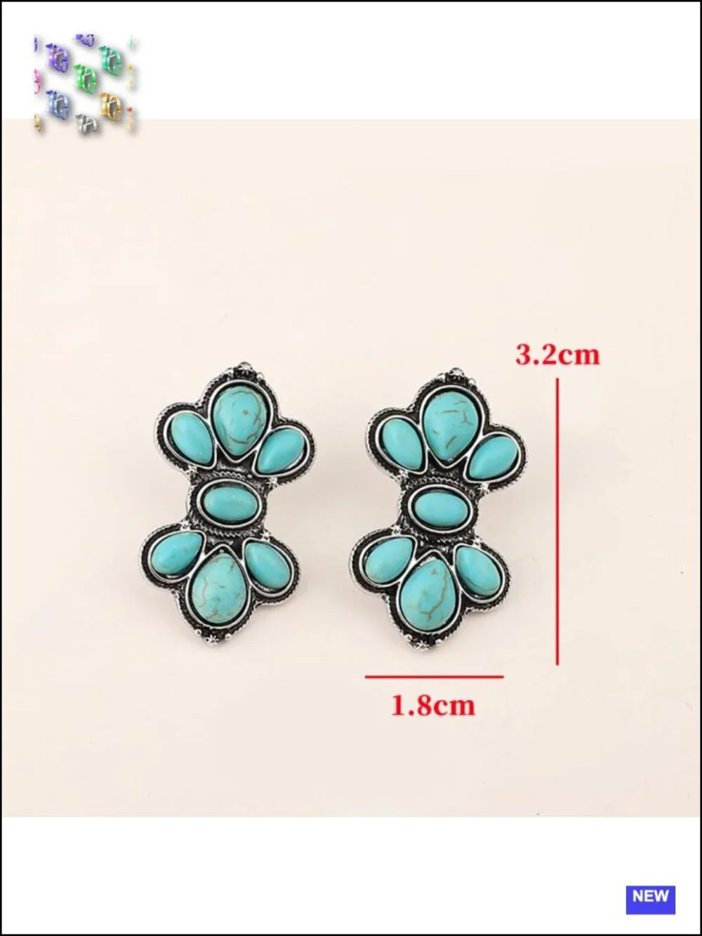 Bohemian Turquoise Oval Drop Dangle Earrings Vintage Geometric Ethnic Teardrop
